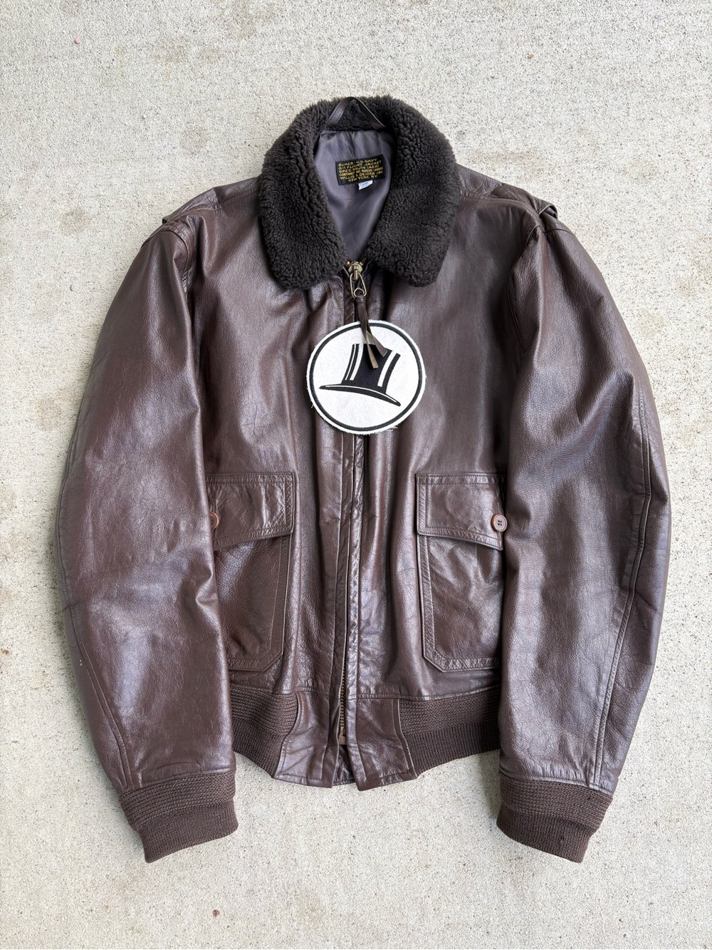 70s Willis & Geiger U.S. Navy Goatskin G1 Flight Jacket Sz 44